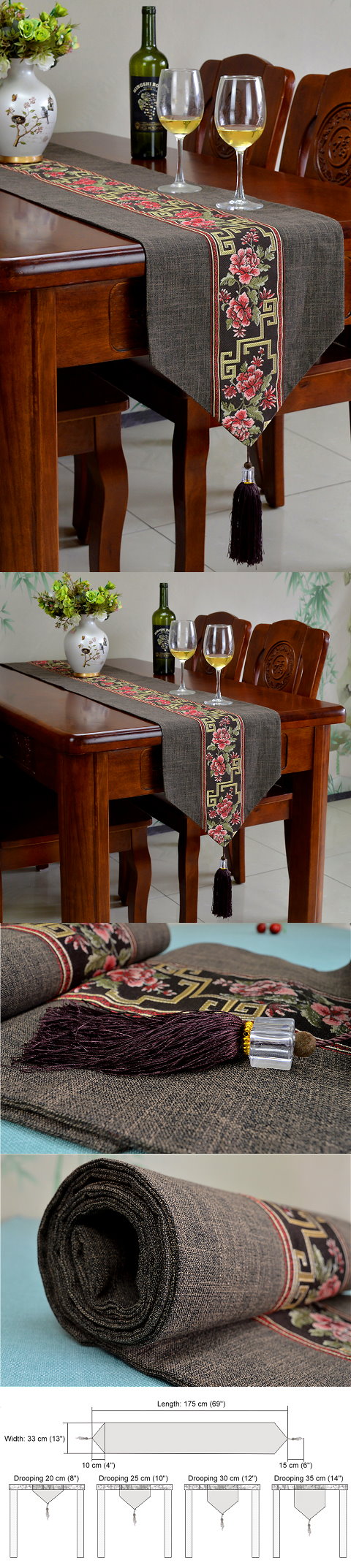 Chinese Ethnic Embroidery Linen Cotton Table Runner (RM)
